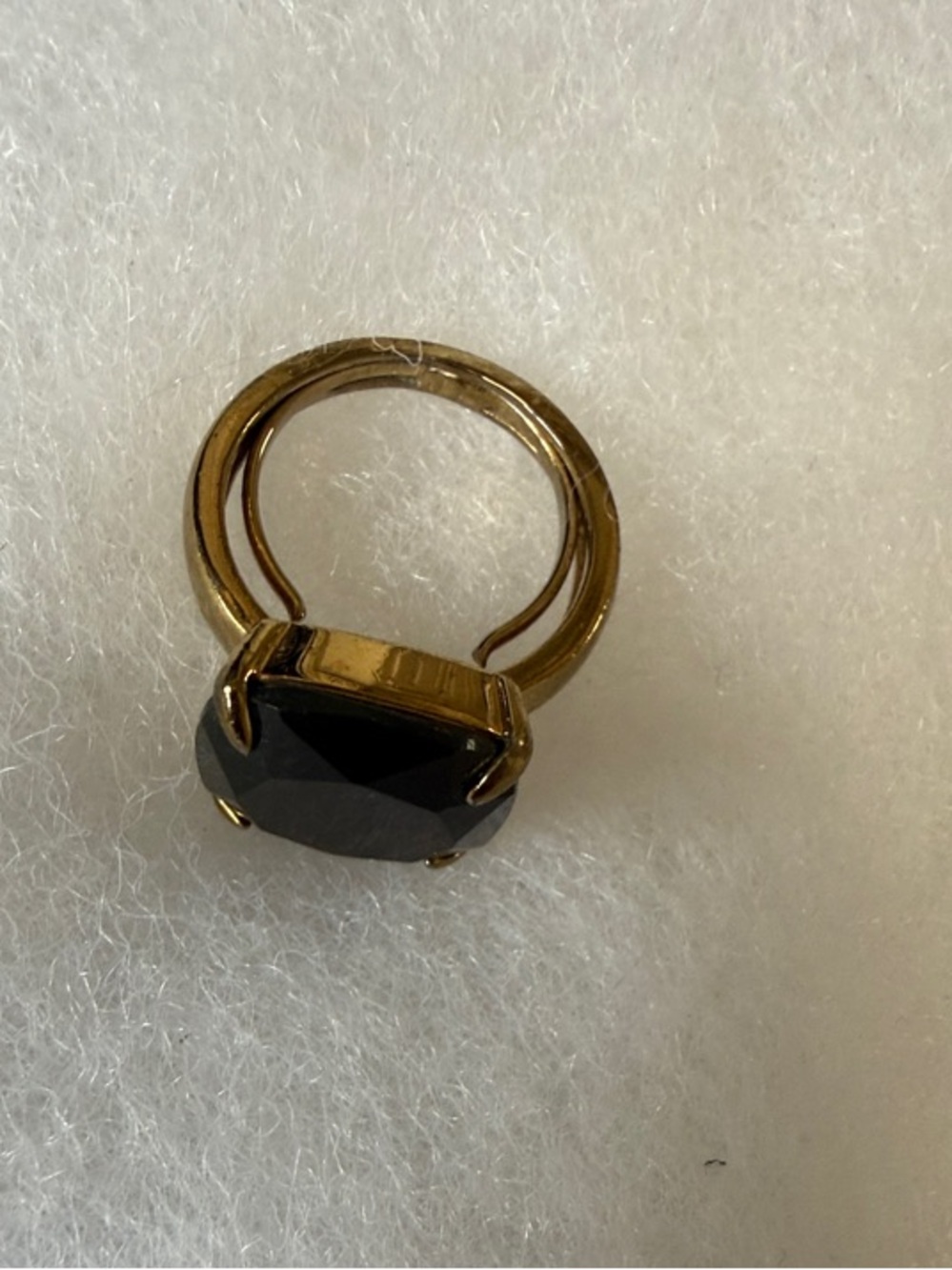 Gold-Tone Ring with Gray Faceted Stone - Women's Adjustable Fashion Ring